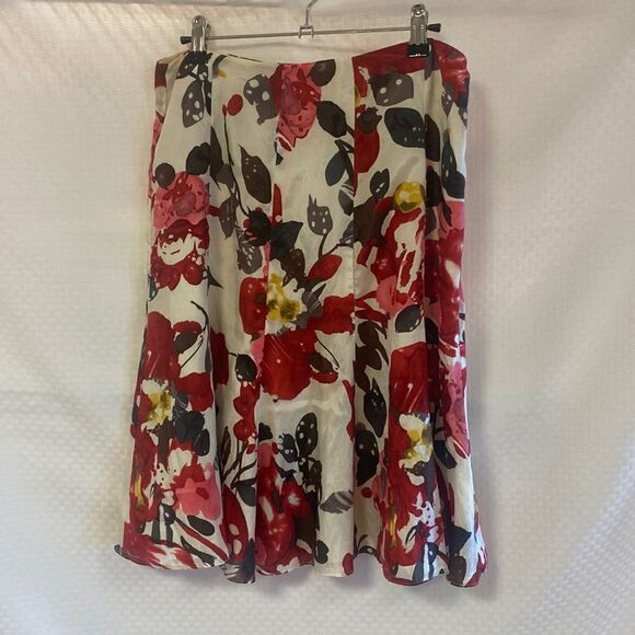 COPY - Etcetera Pink, red, white, Brown Floral Print A line twirl skirt - Picture 1 of 4